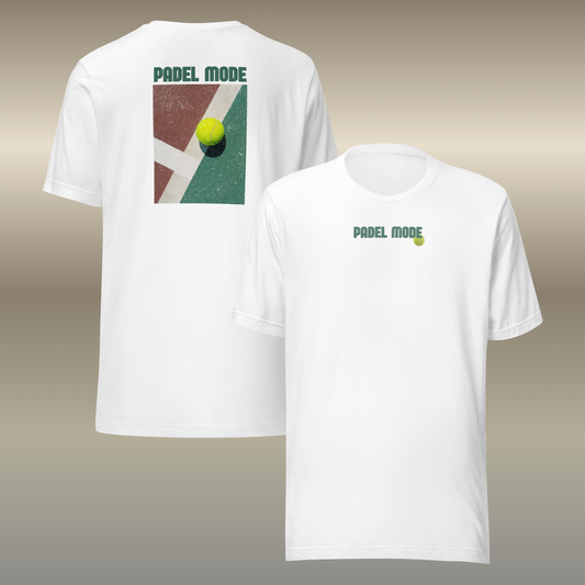 Premium Padel Mode T-Shirt – Unisex Katoen – Wit met Vintage Court Graphic