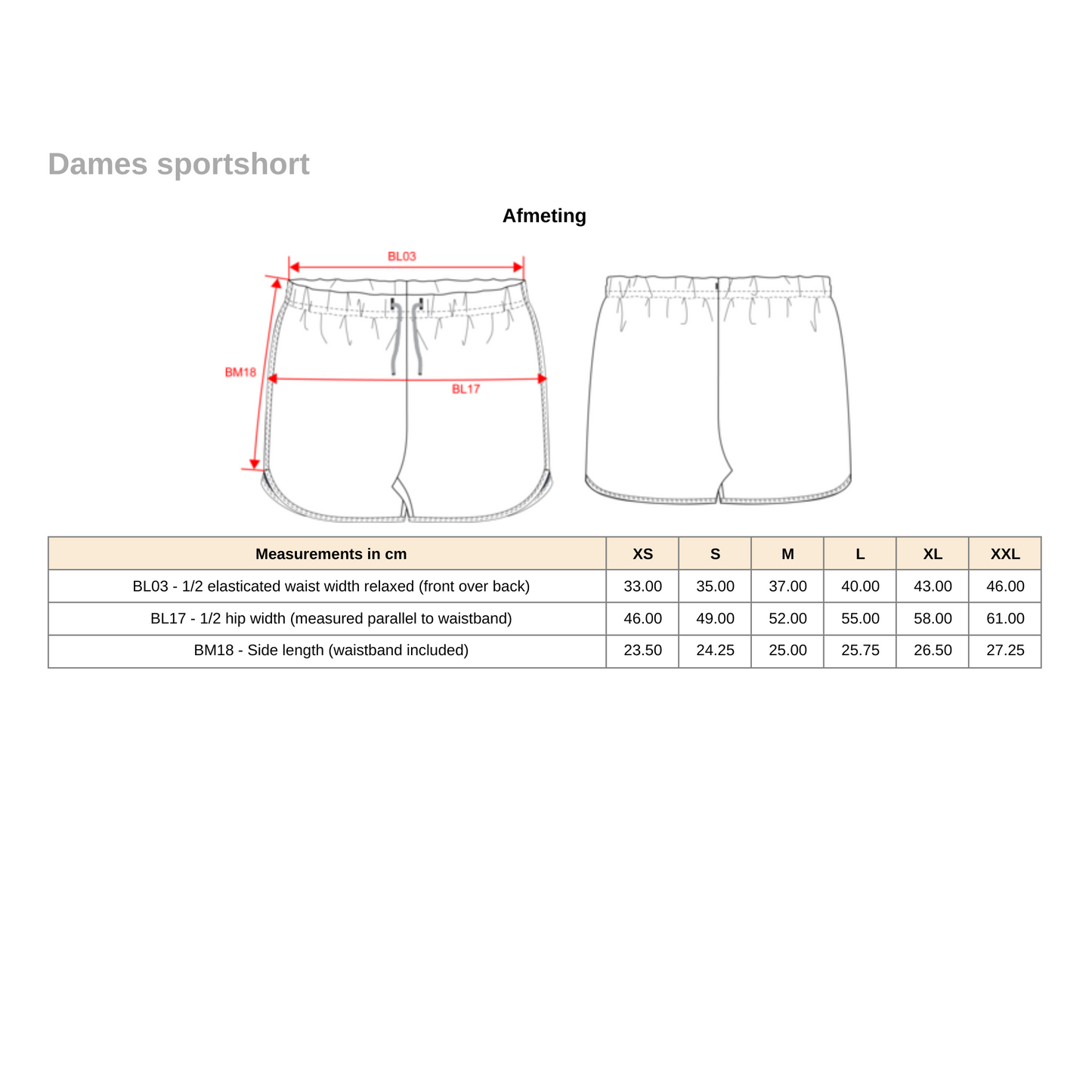 Sportshort - dames - retro look