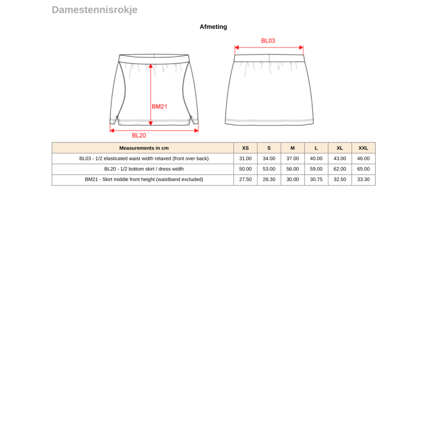 Padel rokje straight