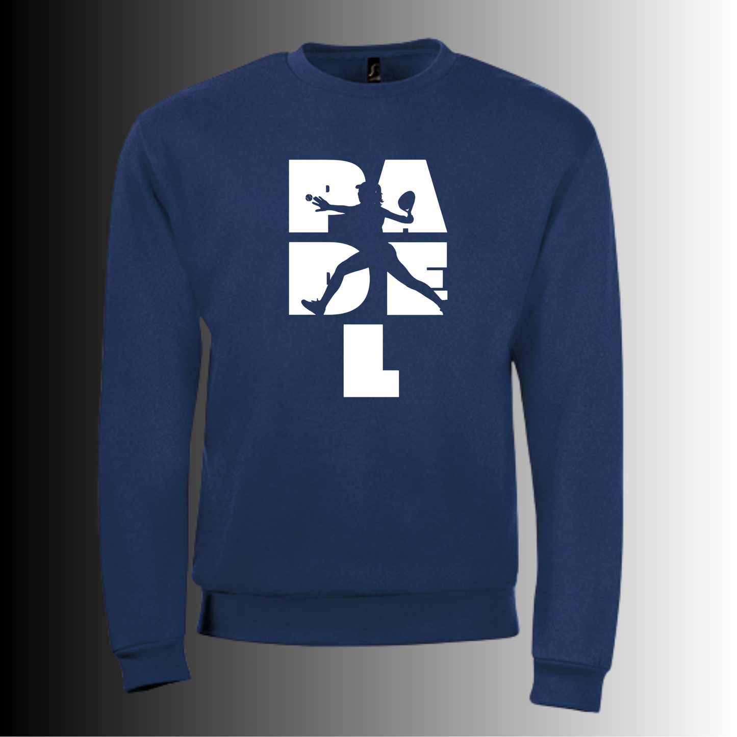 Padel-Pullover für Damen – „Action Silhouette“ – Handbedruckter Rundhalsausschnitt mit Padel-Print – S – M – L