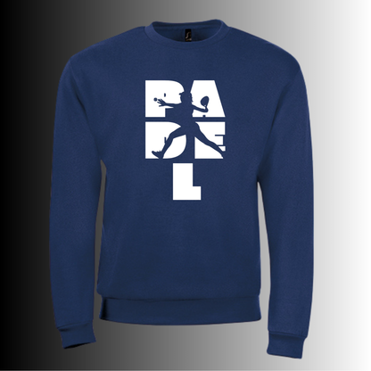 Padel-Pullover für Damen – „Action Silhouette“ – Handbedruckter Rundhalsausschnitt mit Padel-Print – S – M – L